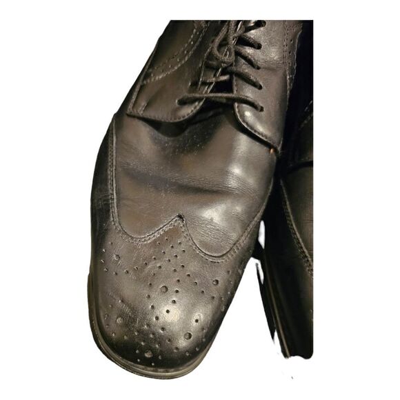 JOHNSTON & MURPHY Black Leather Wingtip Shoes -  Size 11 1/2 - Picture 8 of 10